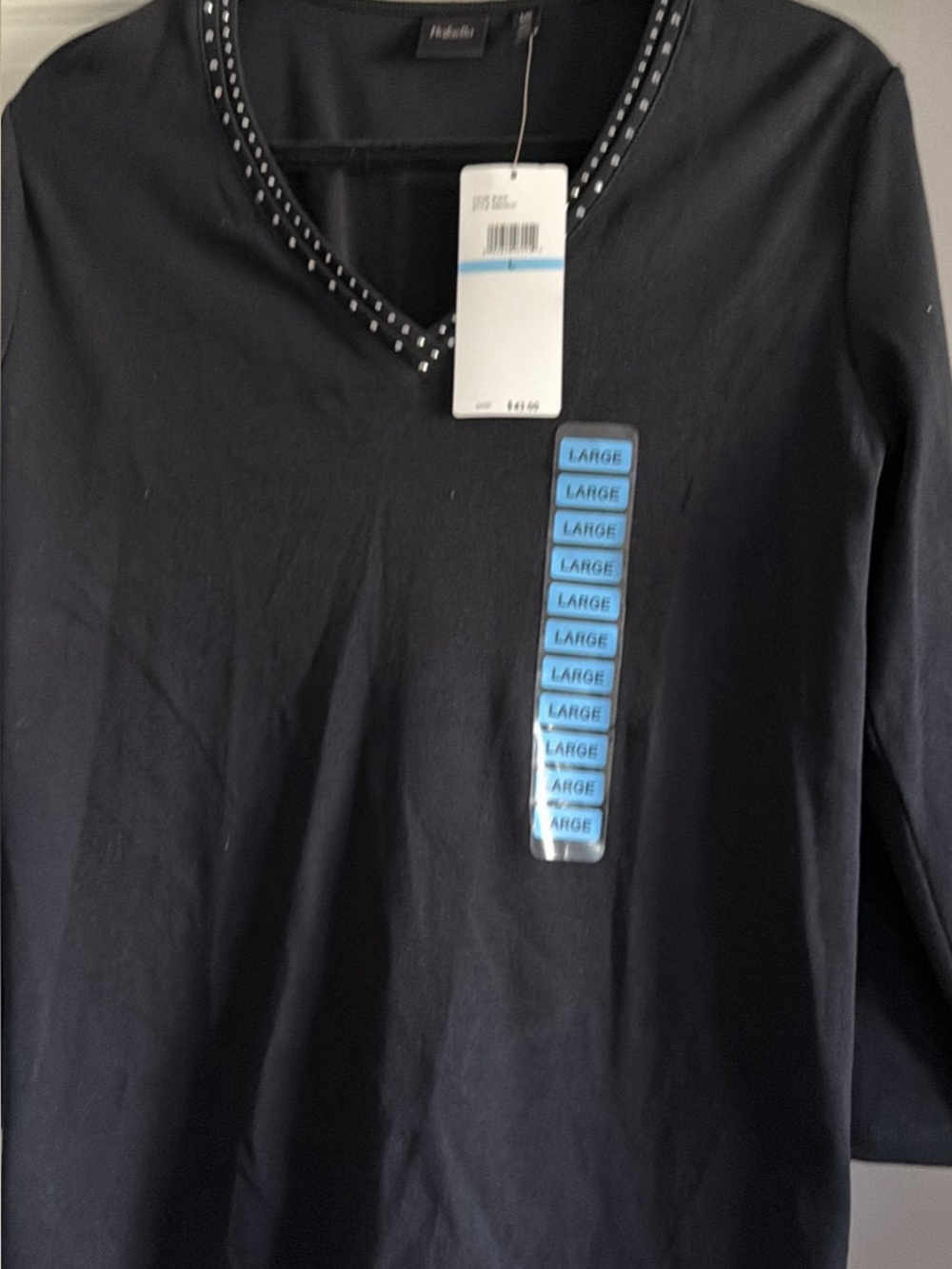 Brand New Rafaella Black Beaded Blouse!! Sleeve 3/4